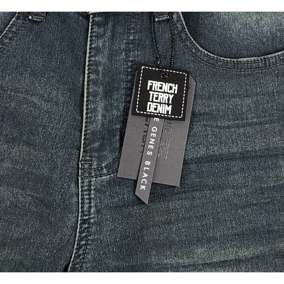 Vintage Genes Black Jeans Mens 30x30 Blue Slim Fit French Terry Denim NWT - Picture 11 of 12